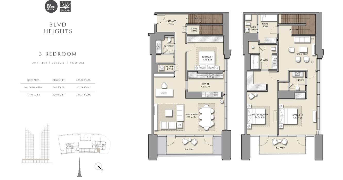 3  Bedroom Unit 205, Size 2648 sq ft