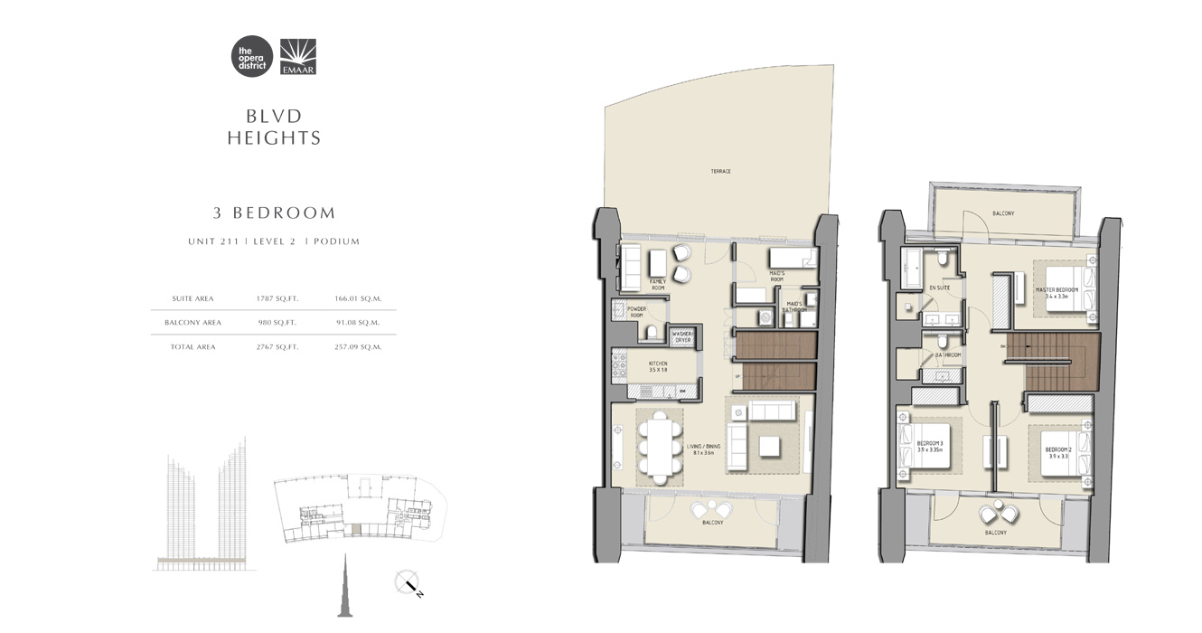3 Bedroom Unit 211, Size 2767 sq ft