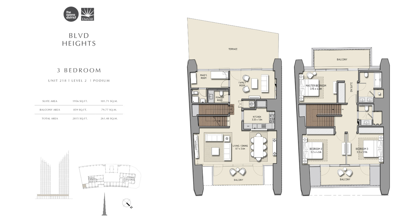 3 Bedroom Unit 218, Size 2813 sq ft