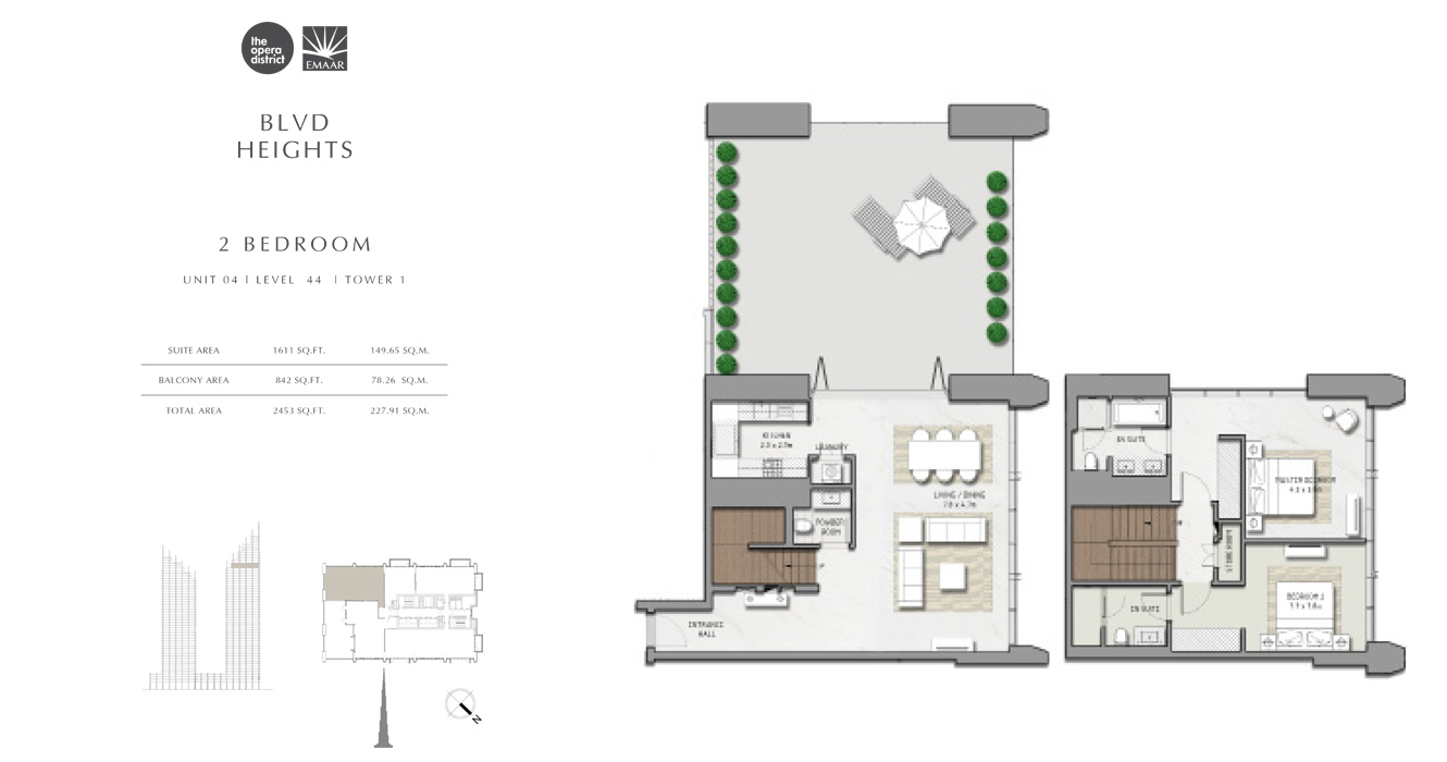 2 Bedroom Unit 04, Tower 1, Size 2453 sq ft