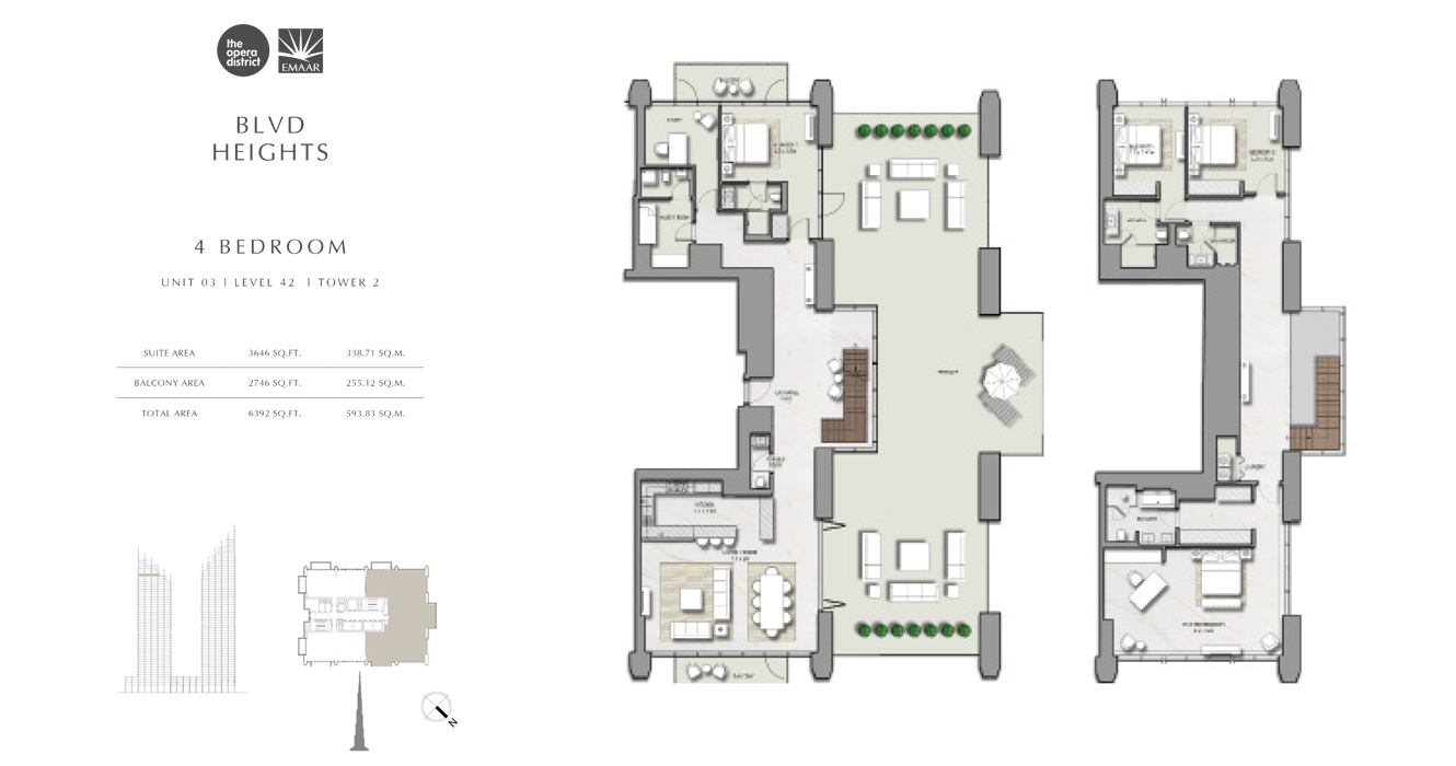 4 Bedroom unit 03, Tower 2, Size 6392 sq ft