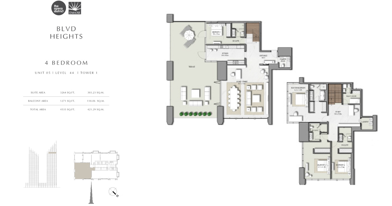 4 Bedroom Unit 05, Tower 1, Size 4535 sq ft