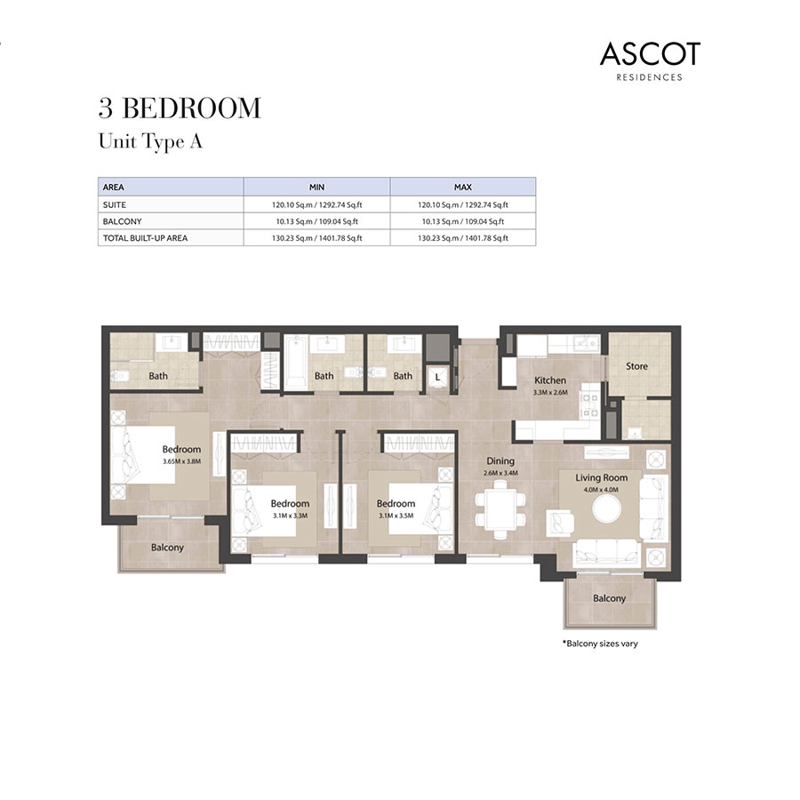 Nshama Ascot Residences at Town Square Dubai - Floor Plan