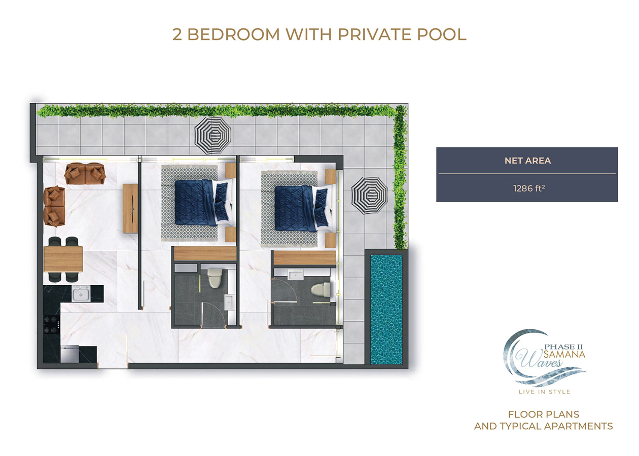 2 BHK with Private Pool