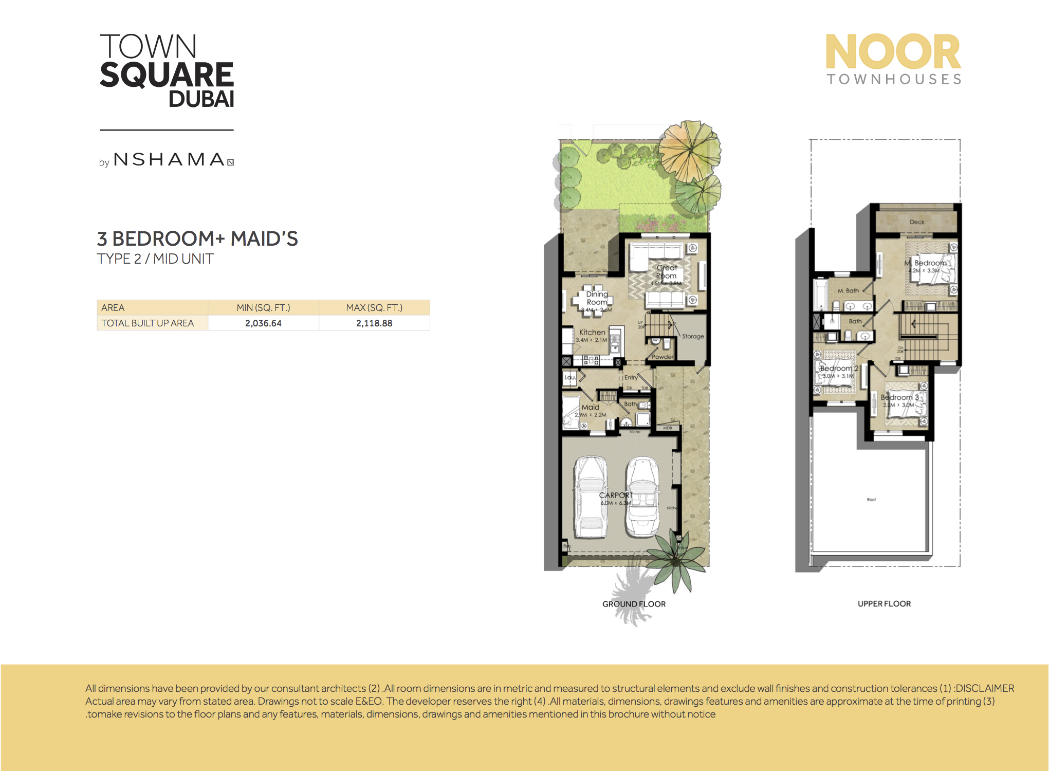 Noor Townhouses Floor Plan Nshama