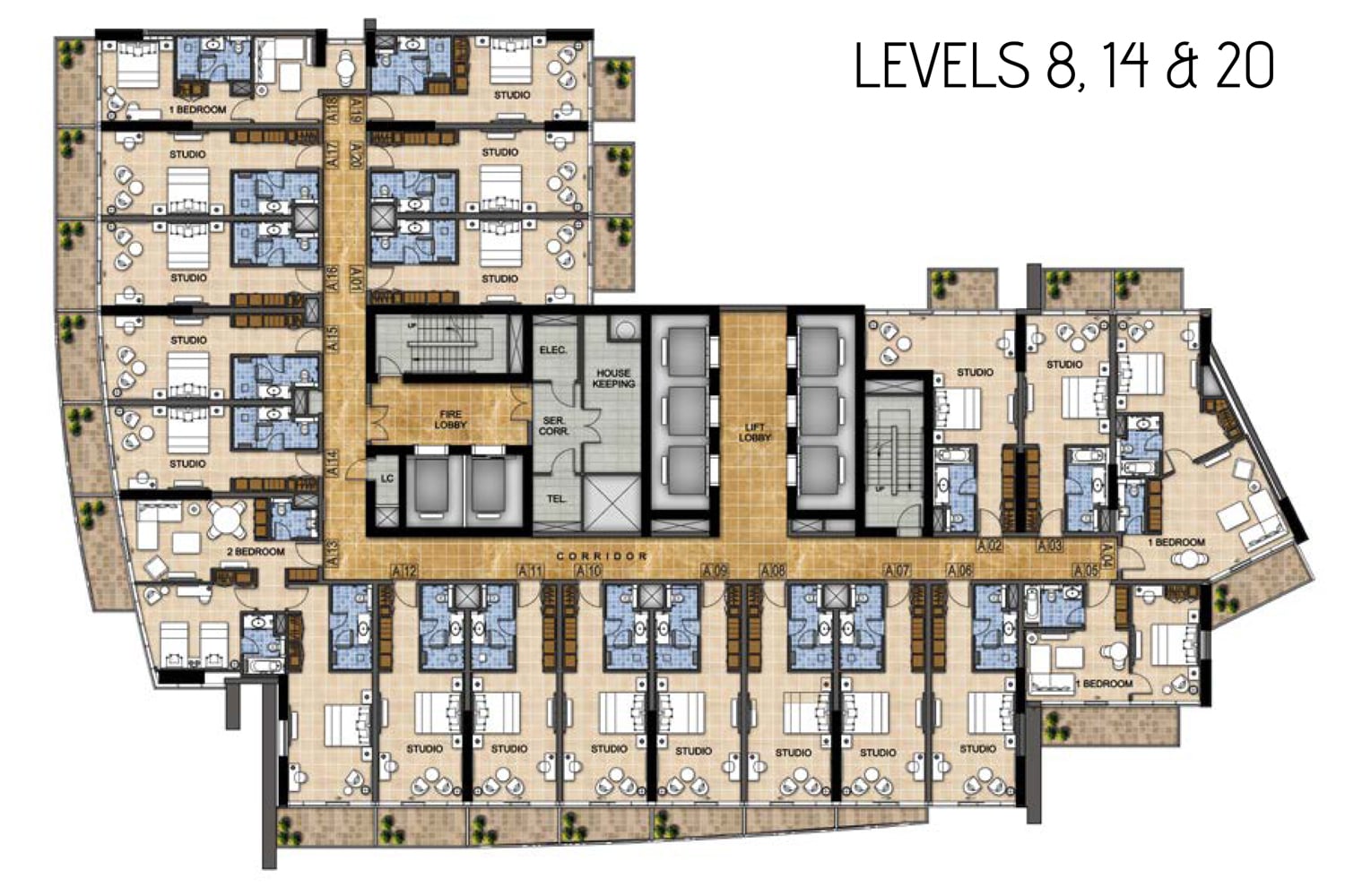 Damac Radisson Hotel Floor Plans and Sizes at Damac Hills
