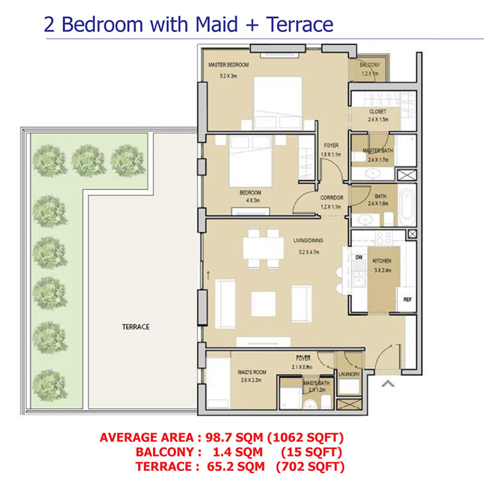 2 Bedroom With Maid+Tarrace