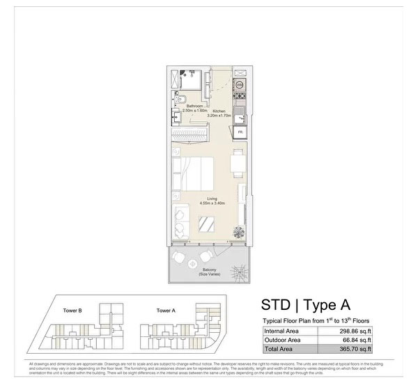 Std, Type A, Typical Floor Plan from1st to 13th Floors