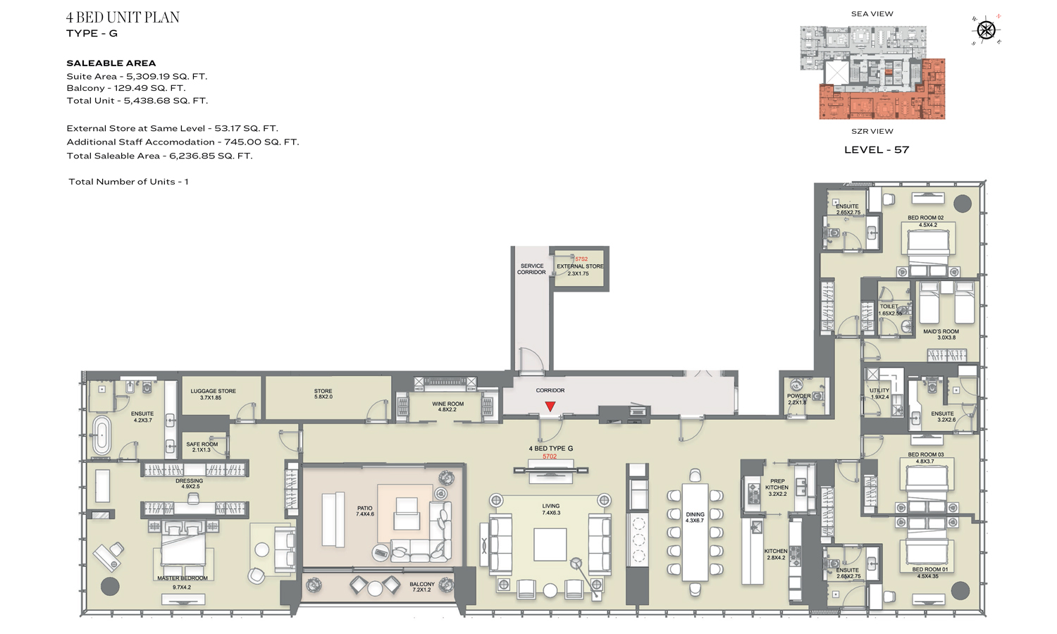 The S Tower at Dubai Media City - Floor Plans