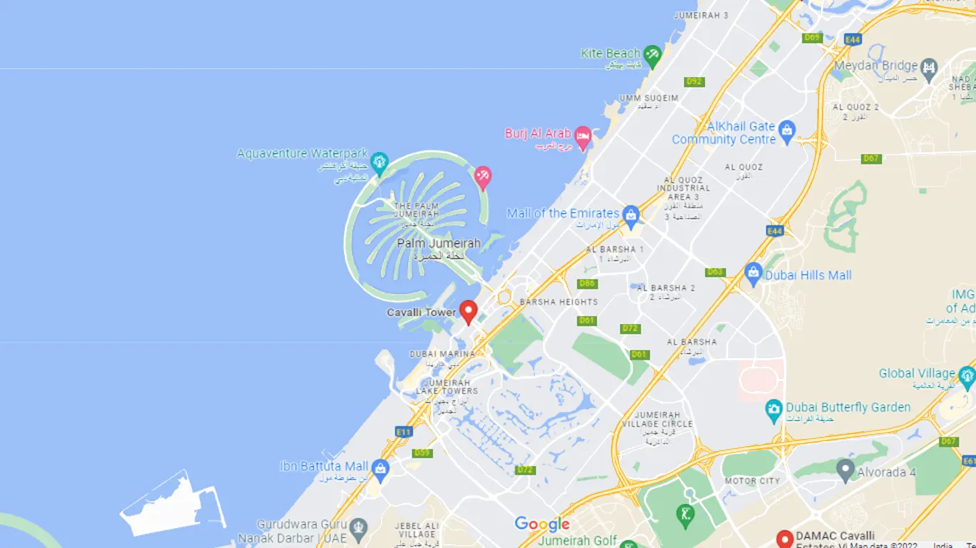Damac Cavalli Couture -  Location Plan