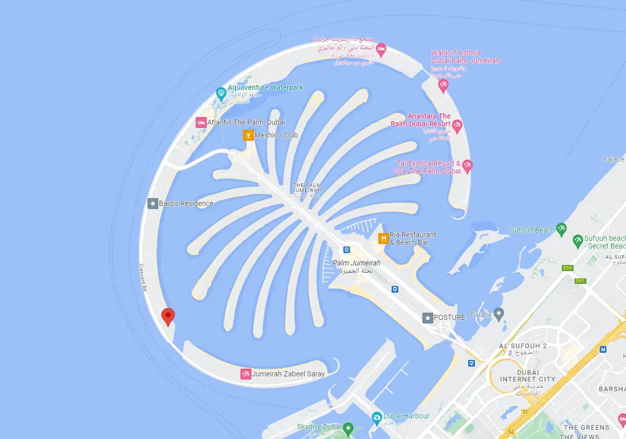 SLS Residences The Palm Location Map