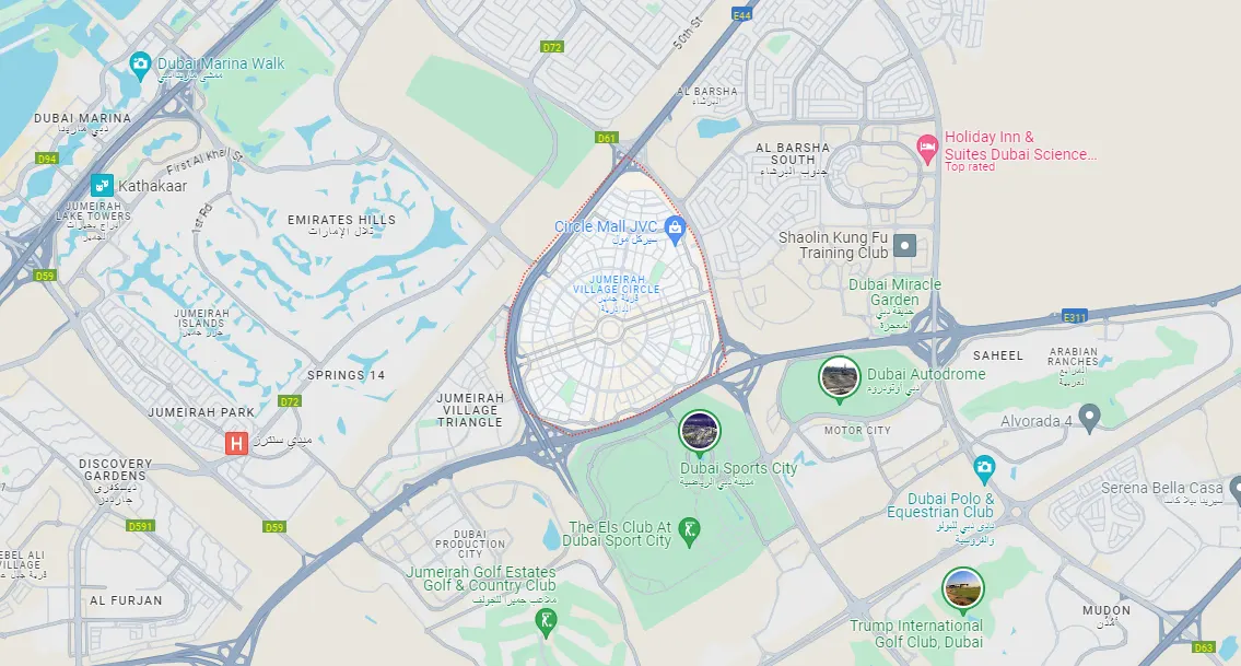 Park Lane at Jumeirah Village Circle (JVC) - Location Map