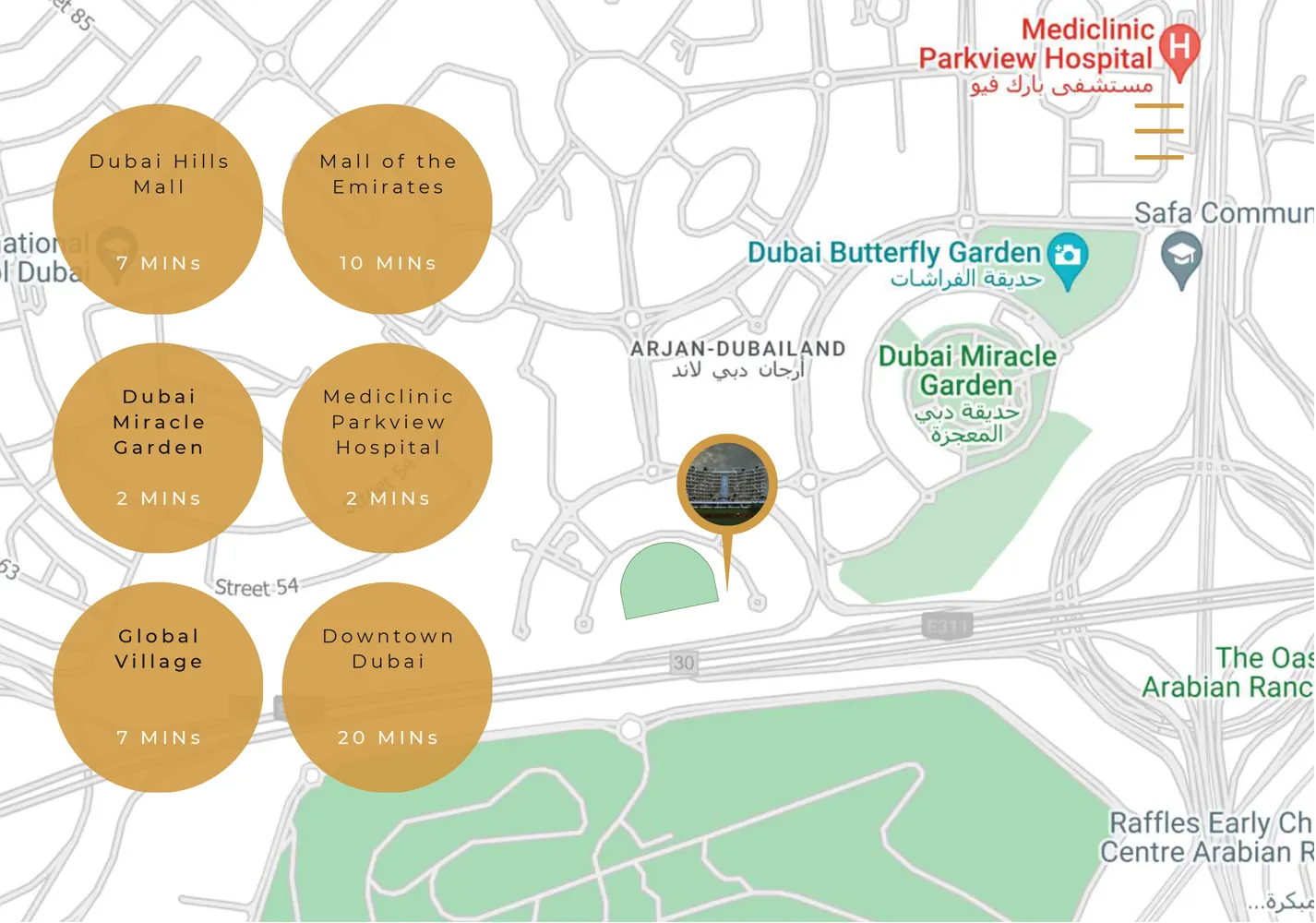 48 Parkside At Arjan Dubailand Location Map