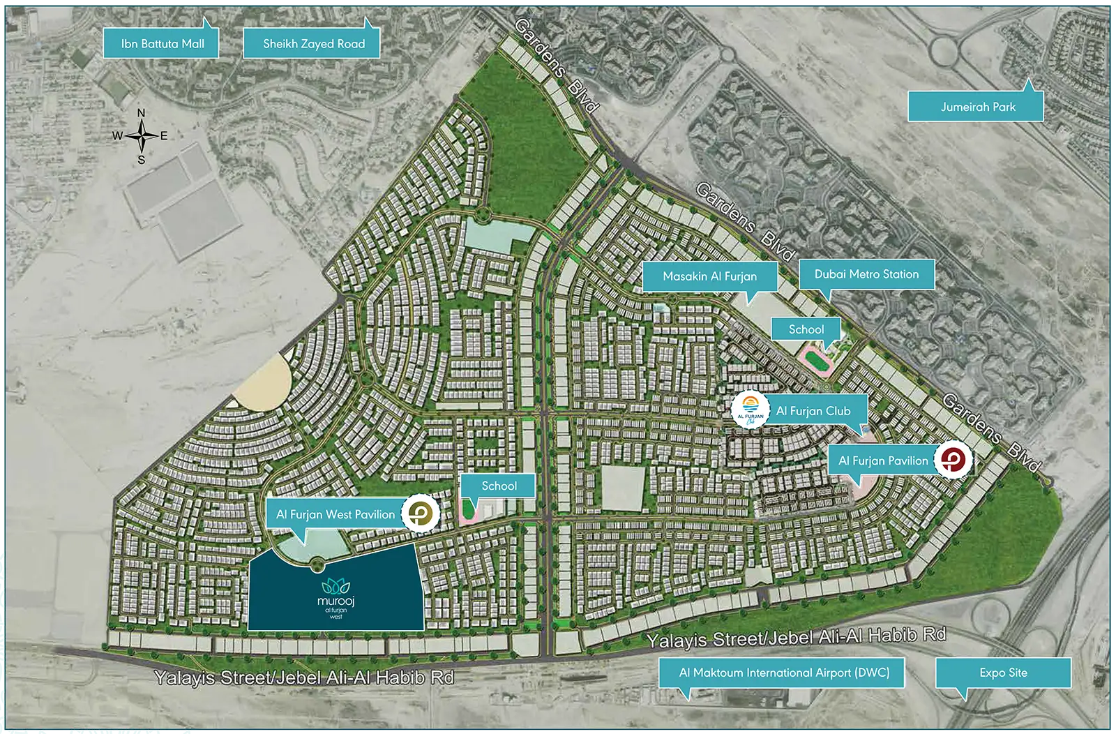 Murooj Al Furjan Townhouses -  Location Plan