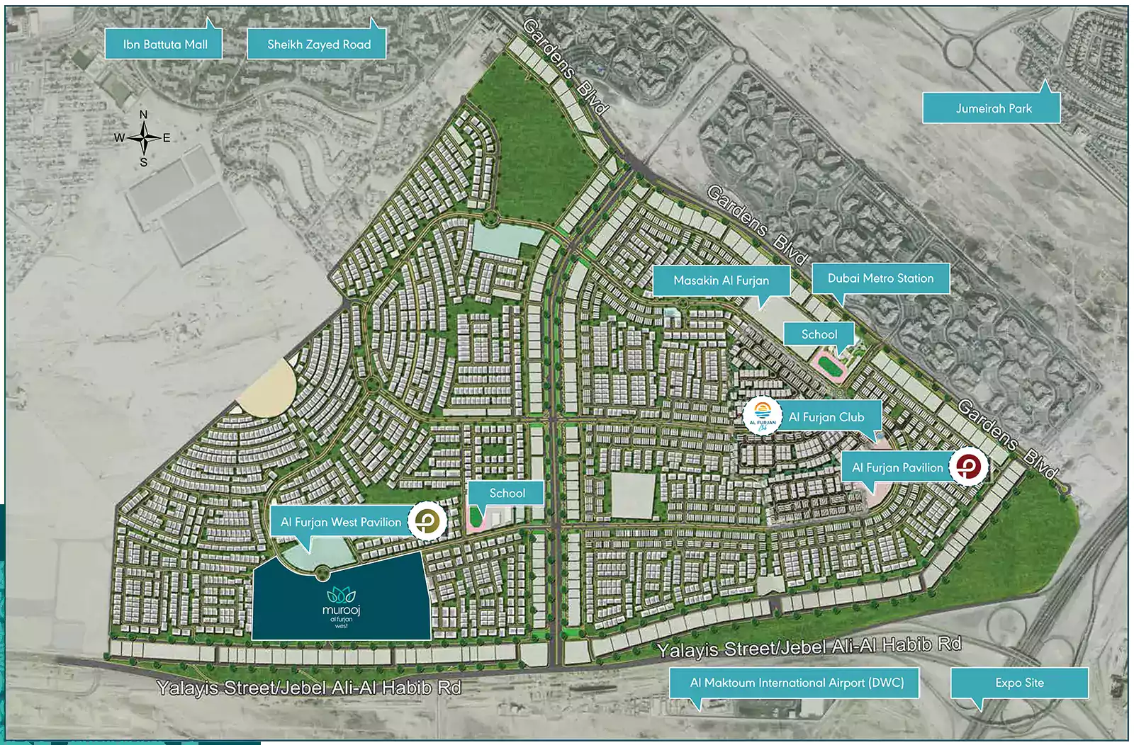 Murooj Al Furjan West Phase 2 -  Location Plan
